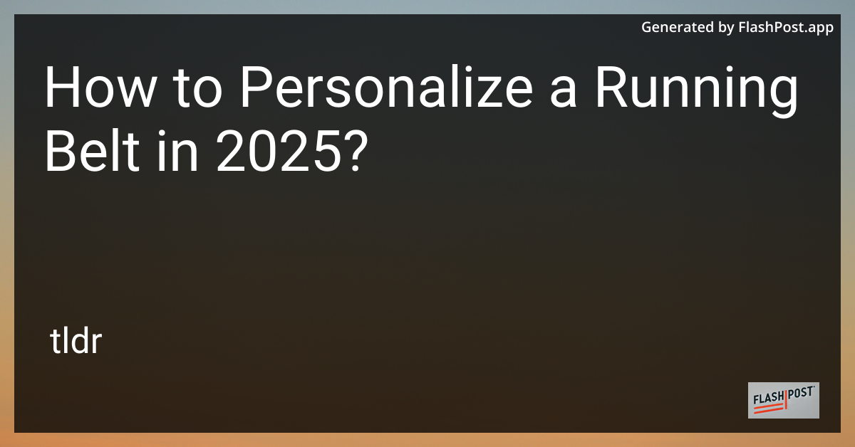 Personalized Running Belt