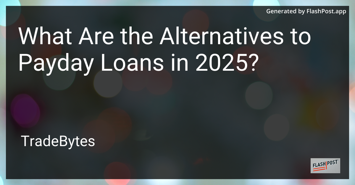 Alternatives to Payday Loans
