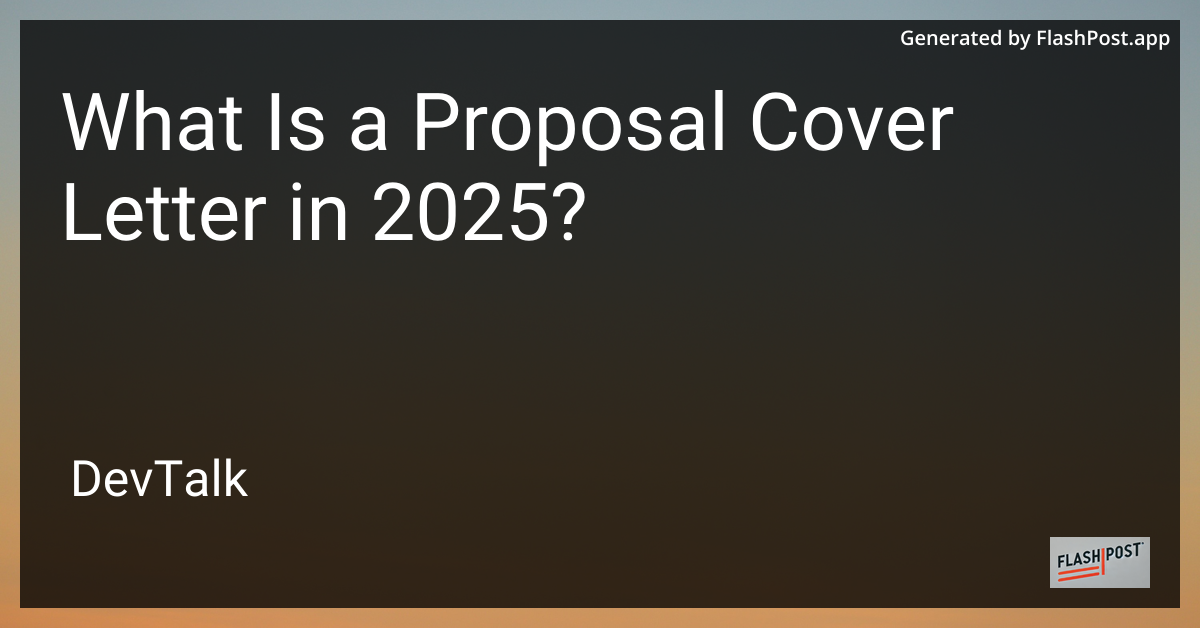what is a proposal cover letter in 2025?