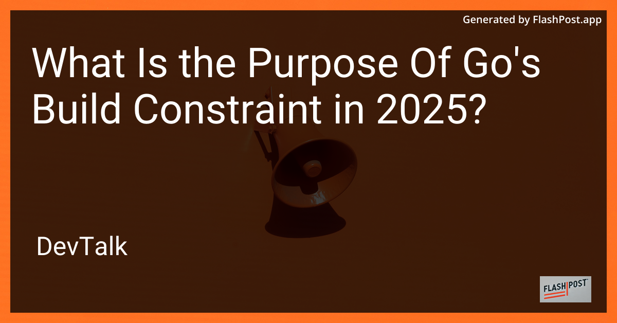 what is the purpose of go's build constraint in 2025?