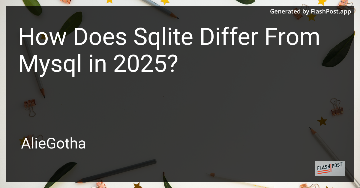 How Does Sqlite Differ From Mysql in 2025?