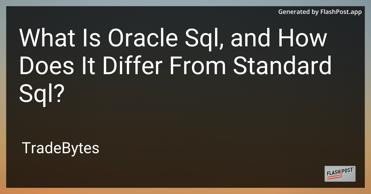 Oracle SQL vs Standard SQL