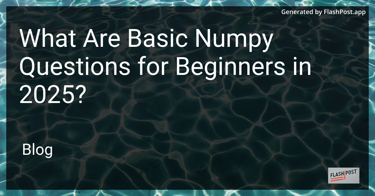 Numpy for Beginners