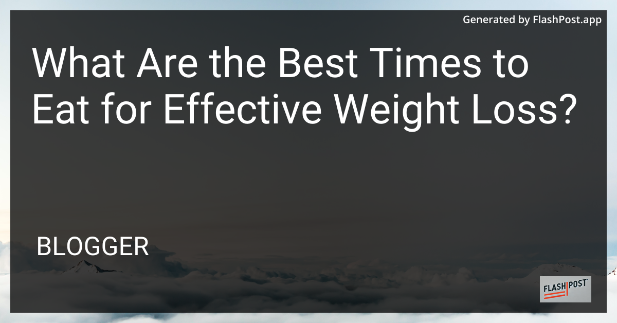 Eating Schedule for Weight Loss