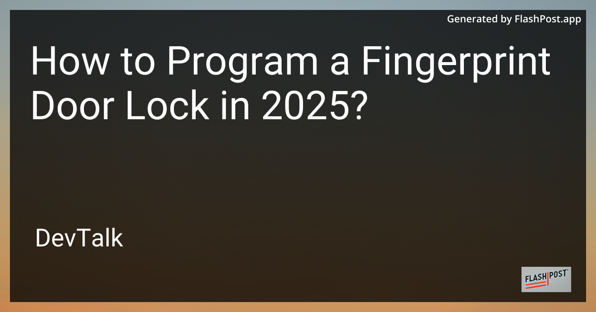 how to program a fingerprint door lock in 2025?