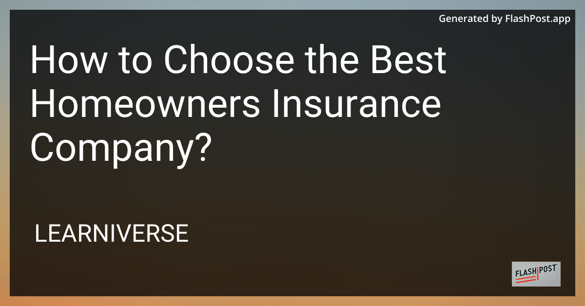 Homeowners Insurance Guide