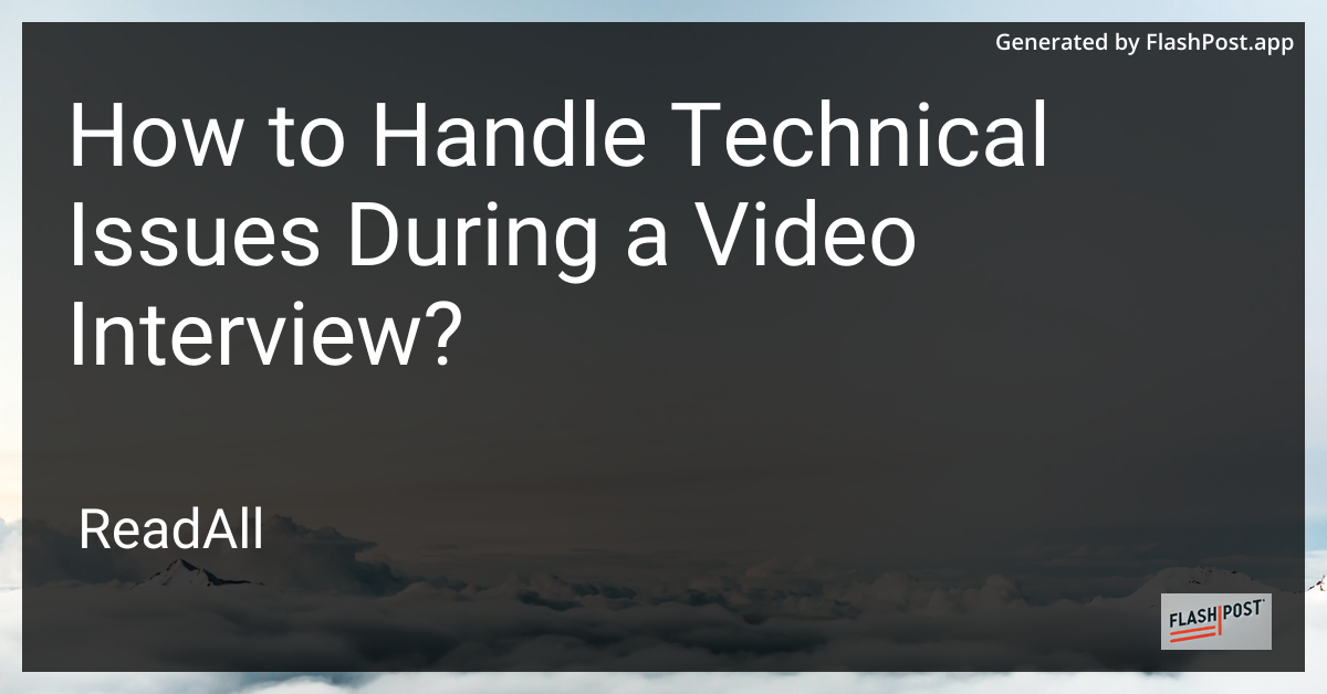 Handling Technical Issues During a Video Interview