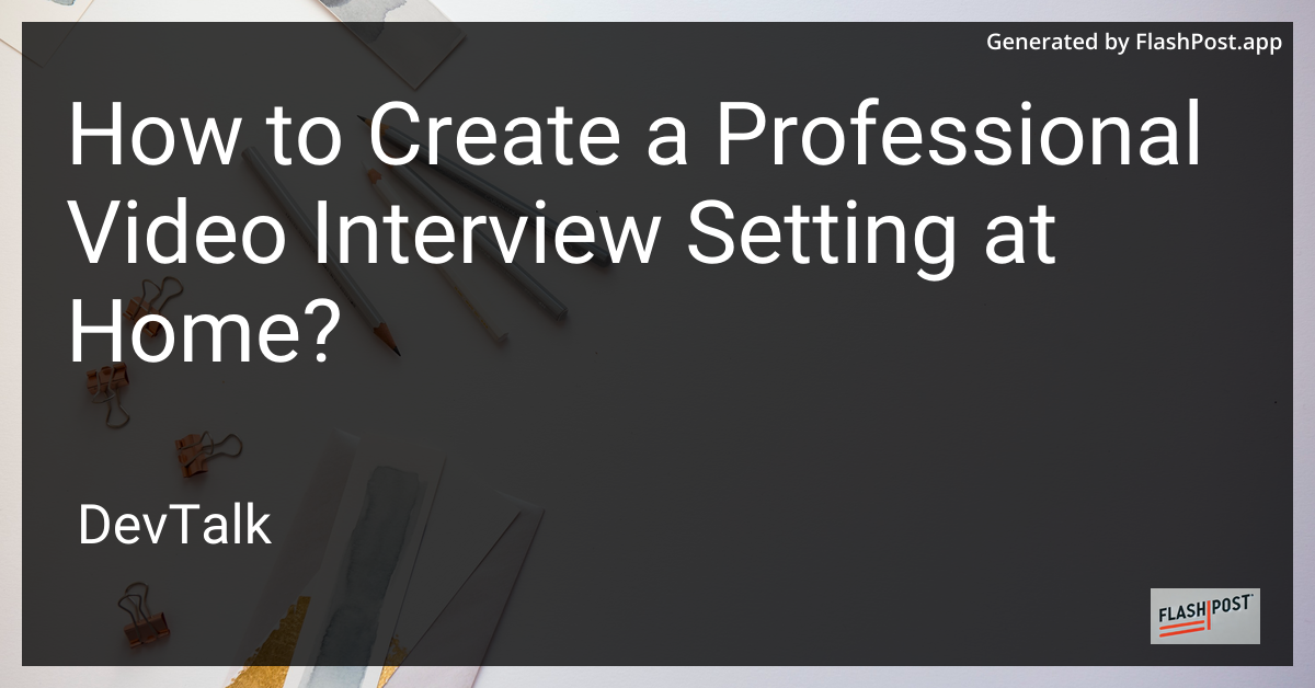 how to create a professional video interview setting at home?
