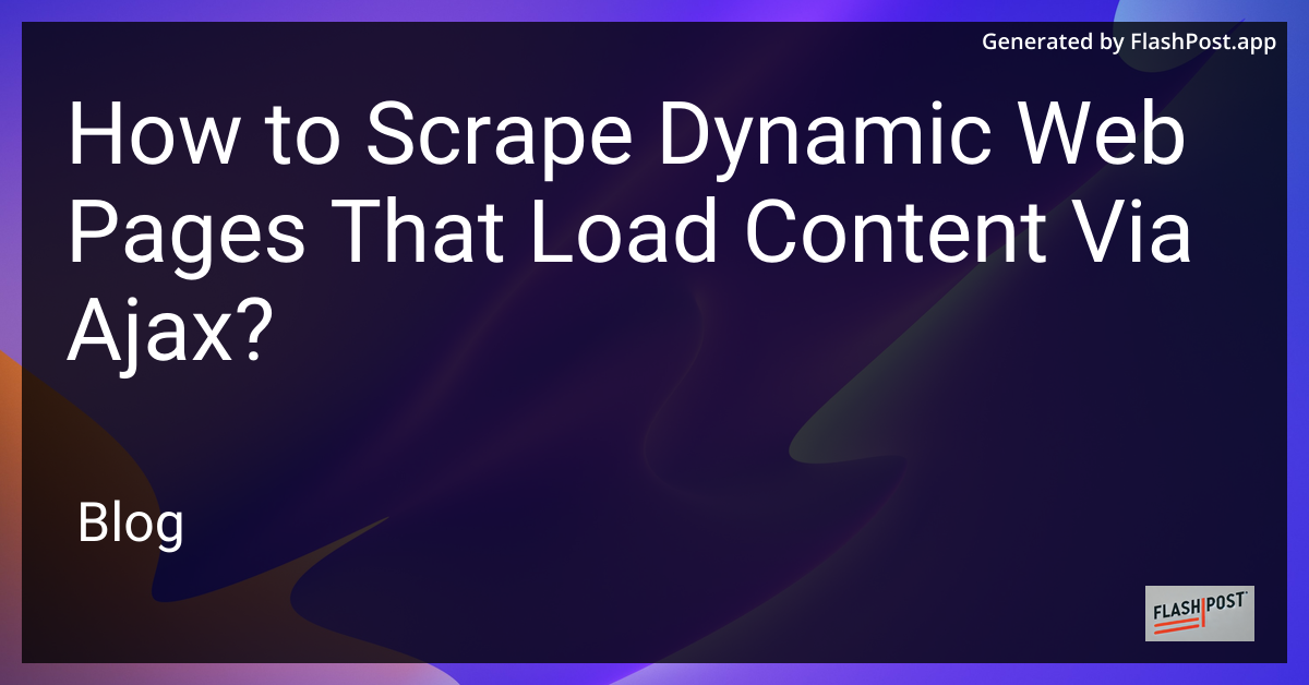 Dynamic Web Page Scraping