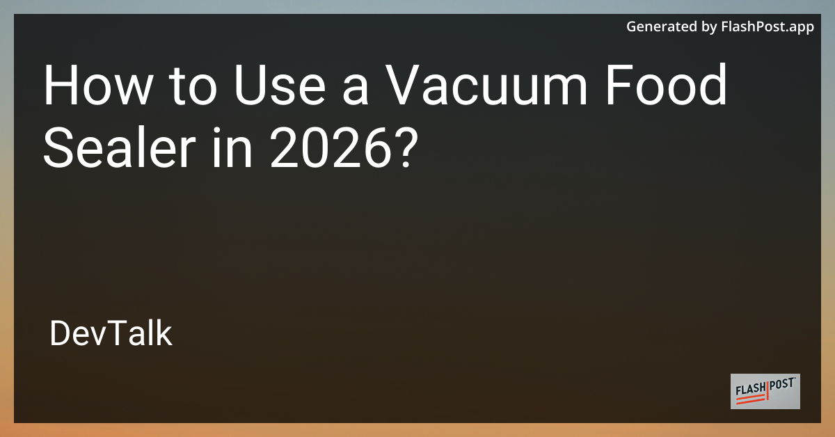 How to Use a Vacuum Food Sealer in 2026?