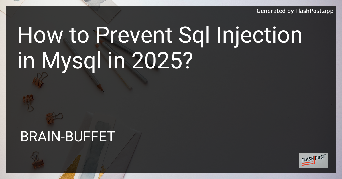 Prevent SQL Injection in MySQL