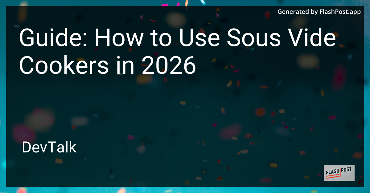 Guide: How to Use Sous Vide Cookers in 2026