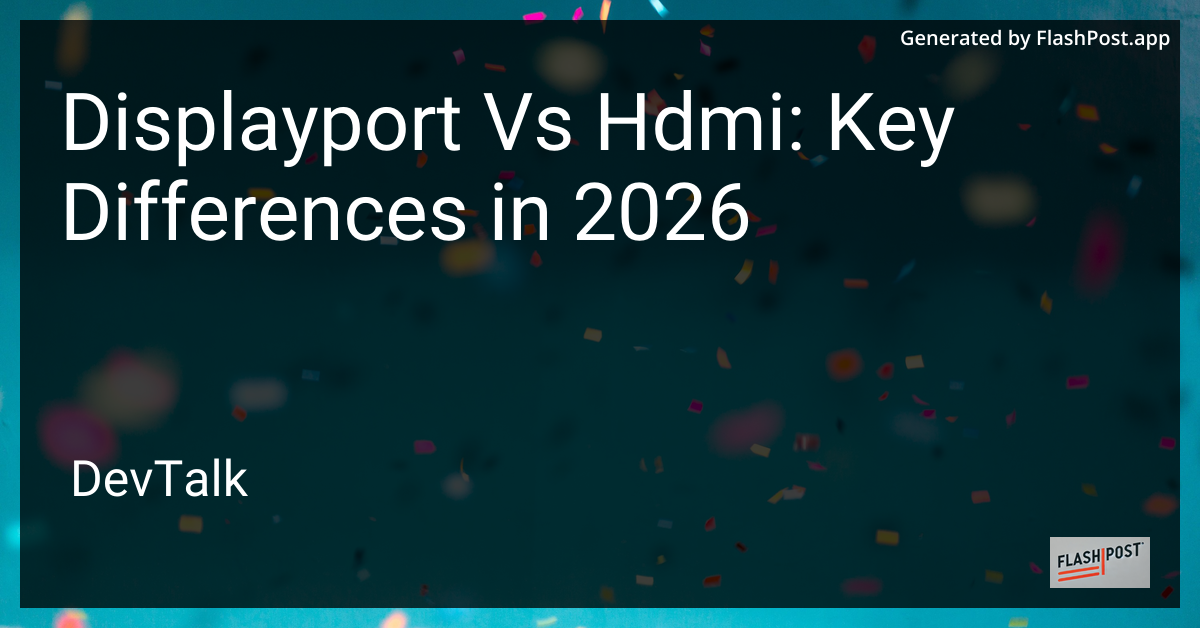 Displayport vs Hdmi: Key Differences in 2026