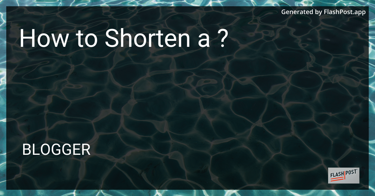 Shortening URLs