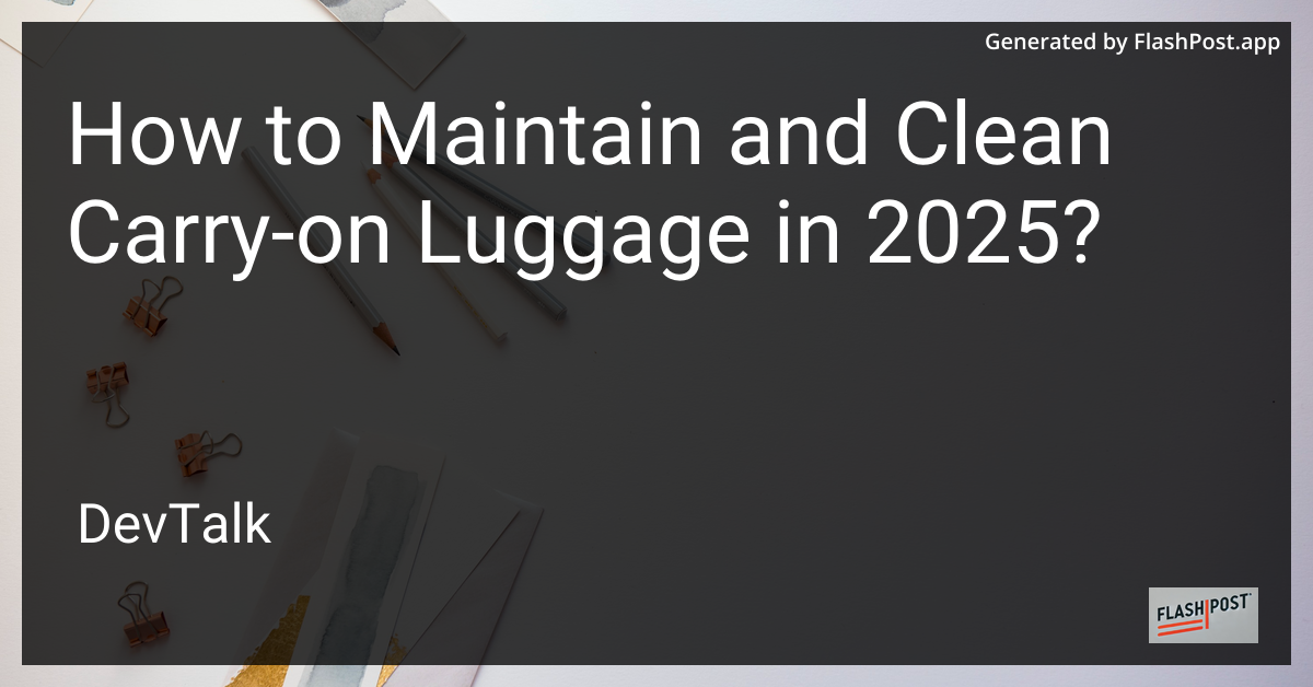 how to maintain and clean carry-on luggage in 2025?