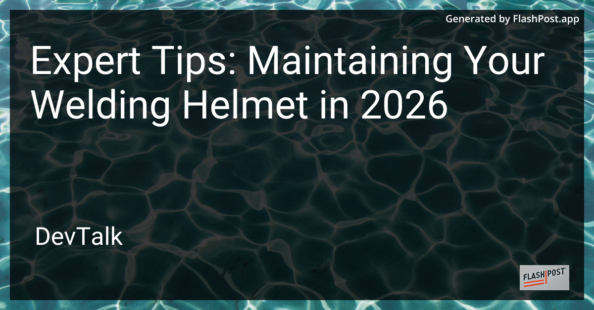 Expert Tips: Maintaining Your Welding Helmet in 2026