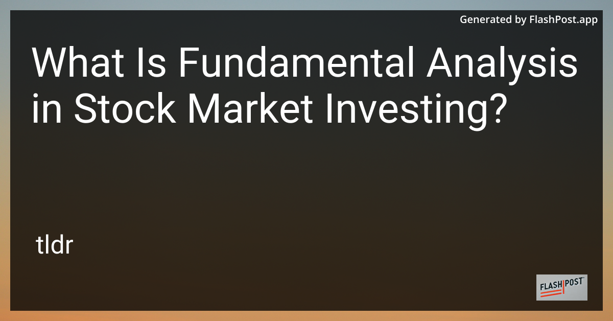 Fundamental Analysis in Stock Market Investing