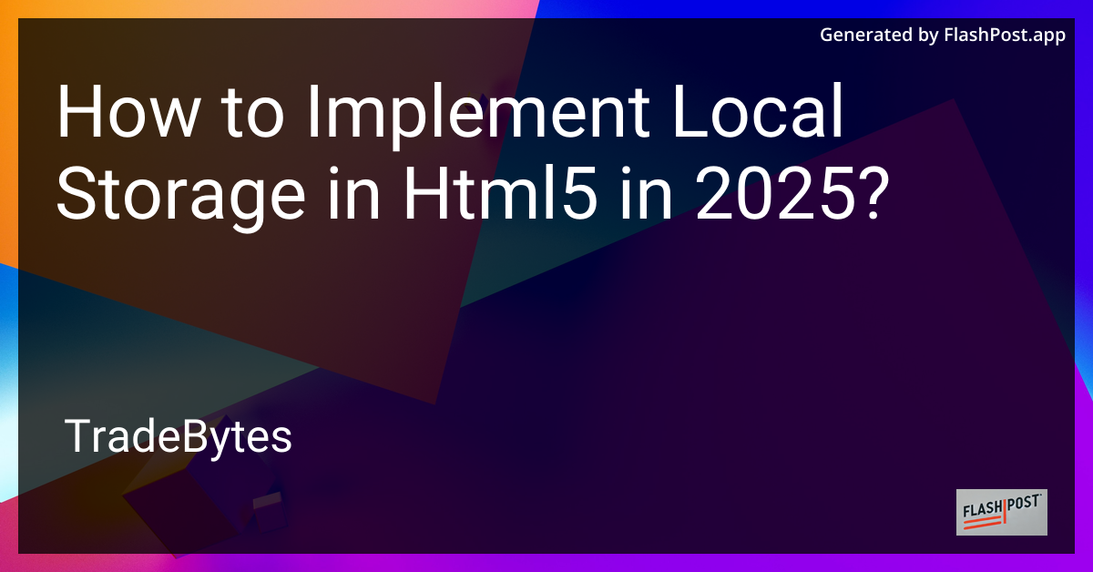 Local Storage in HTML5