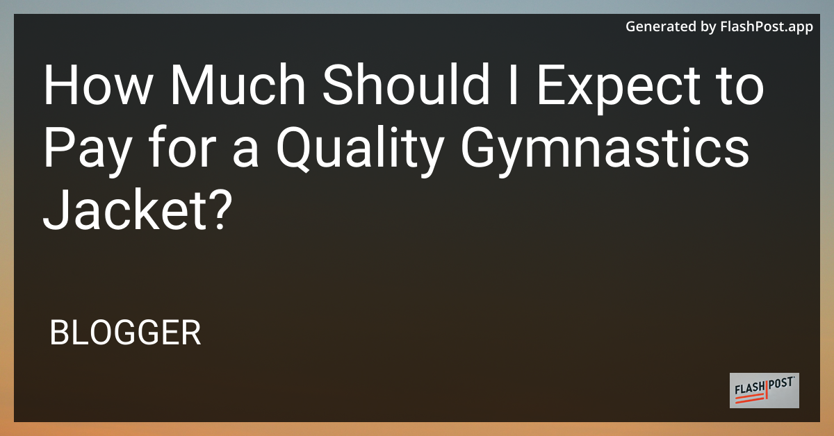 Quality Gymnastics Jacket