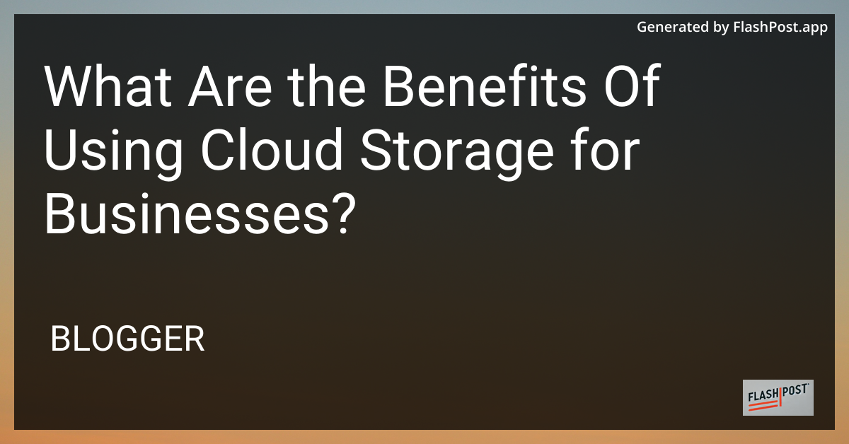 Cloud Storage Benefits