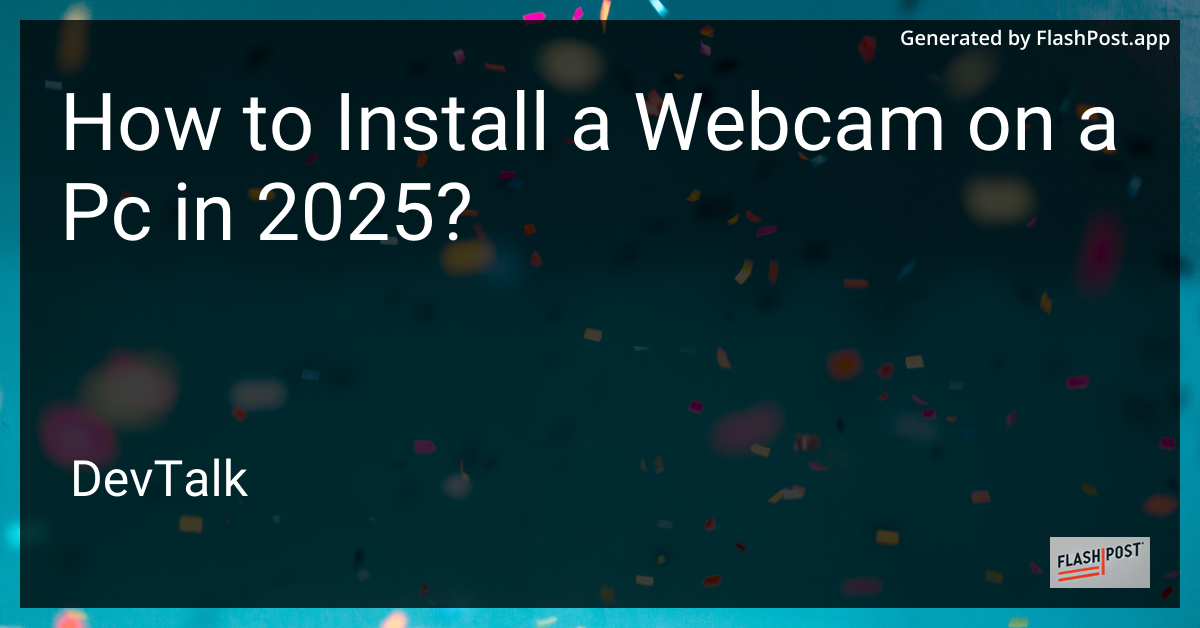 how to install a webcam on a pc in 2025?